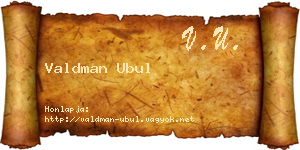 Valdman Ubul névjegykártya